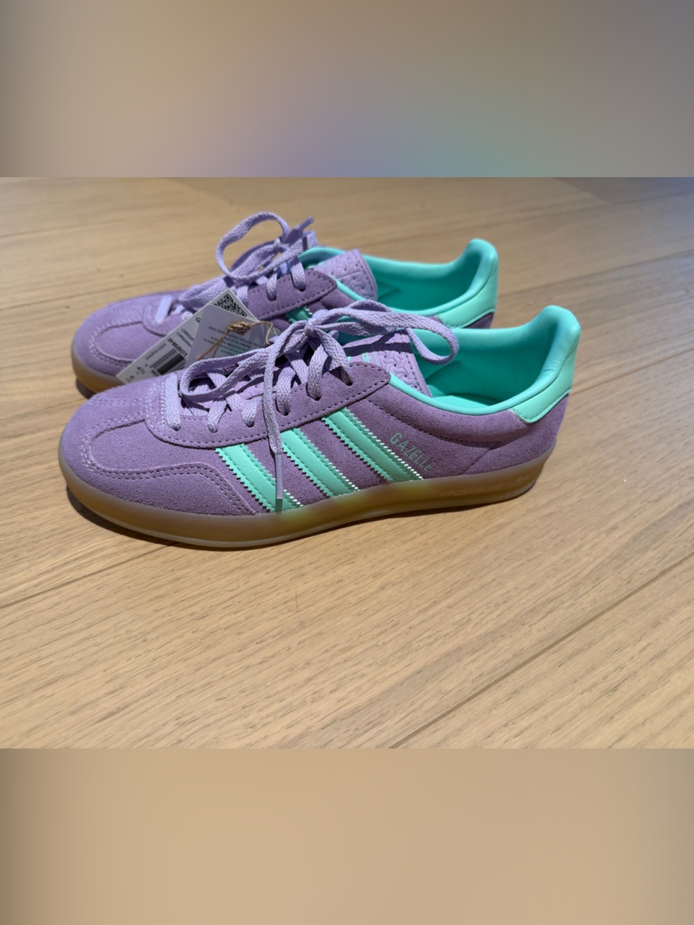adidas Women's Lavender Suede Sneakers with Mint Stripes